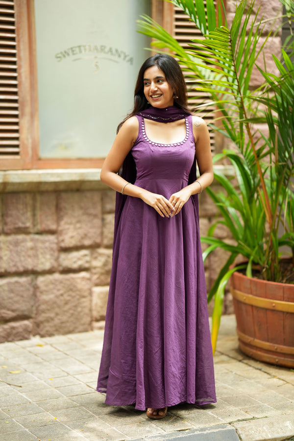 Pavni Violet Anarkali Set (Set of 2)