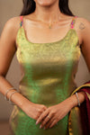 Tanisha Green Banarasi Tissue Spaghetti Kurti Set ( Set of 3 )