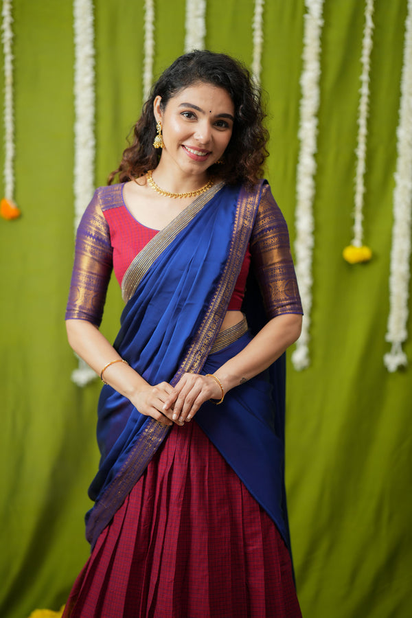 Esha Red check Halfsaree (Set of 3)