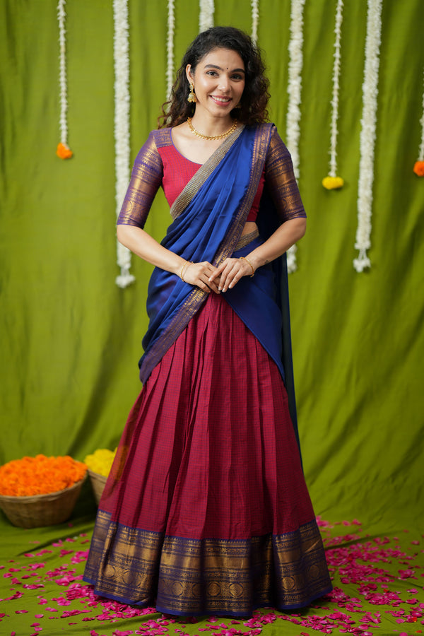 Esha Red check Halfsaree (Set of 3)
