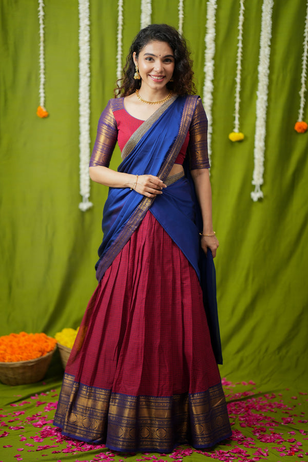 Esha Red check Halfsaree (Set of 3)