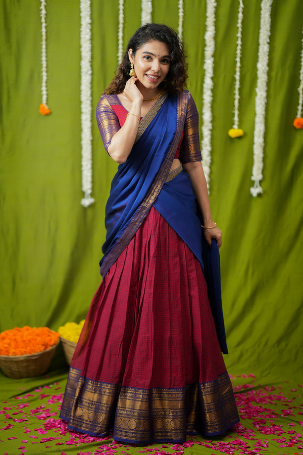 Esha Red check Halfsaree (Set of 3)