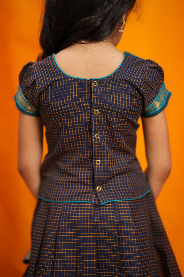 Ruhika Navy Handloom Cotton Mini