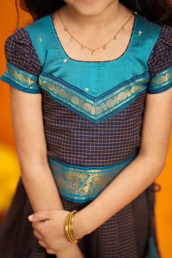 Ruhika Navy Handloom Cotton Mini