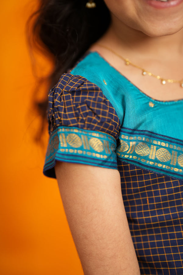 Ruhika Navy Handloom Cotton Mini