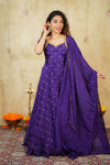 Yamuna Purple Maxi Dress (Set of 2)