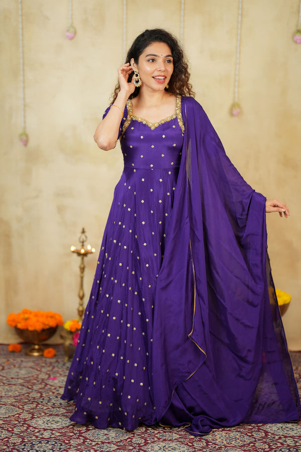 Yamuna Purple Maxi Dress (Set of 2)