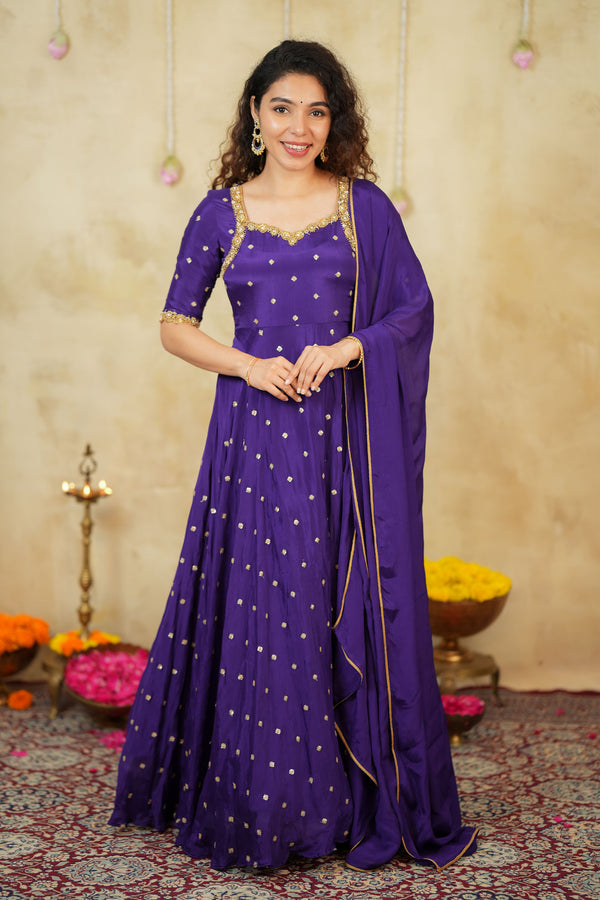 Yamuna Purple Maxi Dress (Set of 2)