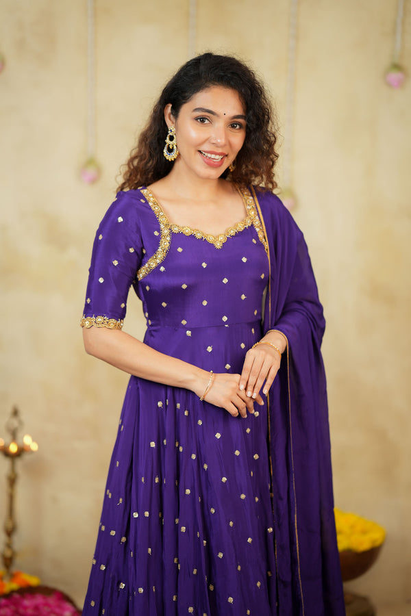 Yamuna Purple Maxi Dress (Set of 2)