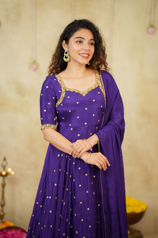 Yamuna Purple Maxi Dress (Set of 2)
