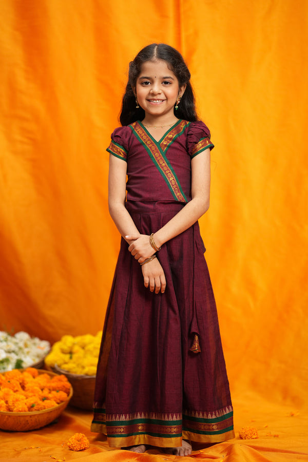 Aarvi Maroon Handwoven Kids Mini