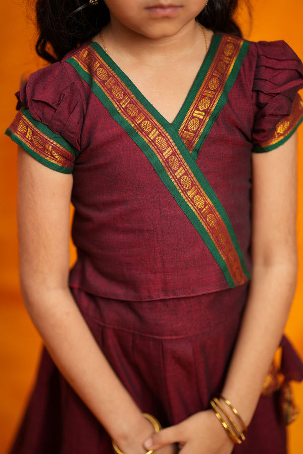 Aarvi Maroon Handwoven Kids Mini