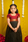 Daksha Black Checks Halfsaree& Frock Mom & Me