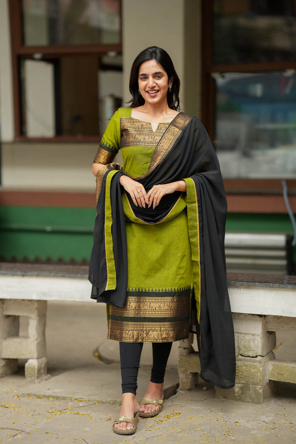 Prisha Olive Green Kurti Set (Set of 2)