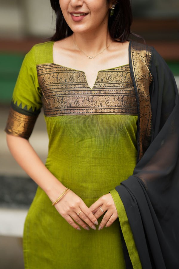 Prisha Olive Green Kurti Set (Set of 2)