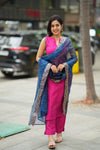 Navya Magenta with Blue Kurti Set (Set of 3)