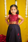 Sana Navy Blue with Maroon Lehenga Mini