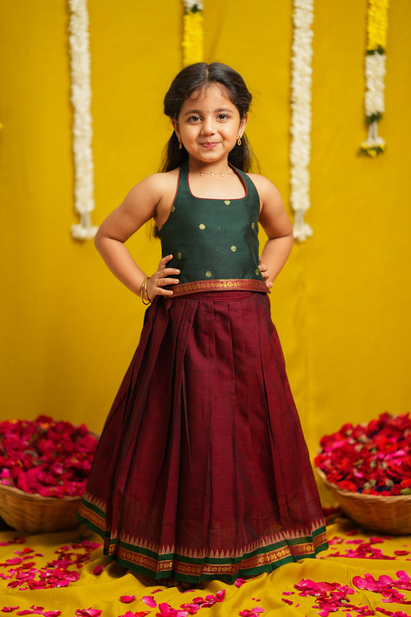 Megha Green with Maroon Lehenga Mini