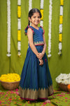 Gautami Teal Handlloom Top & Skirt Mini