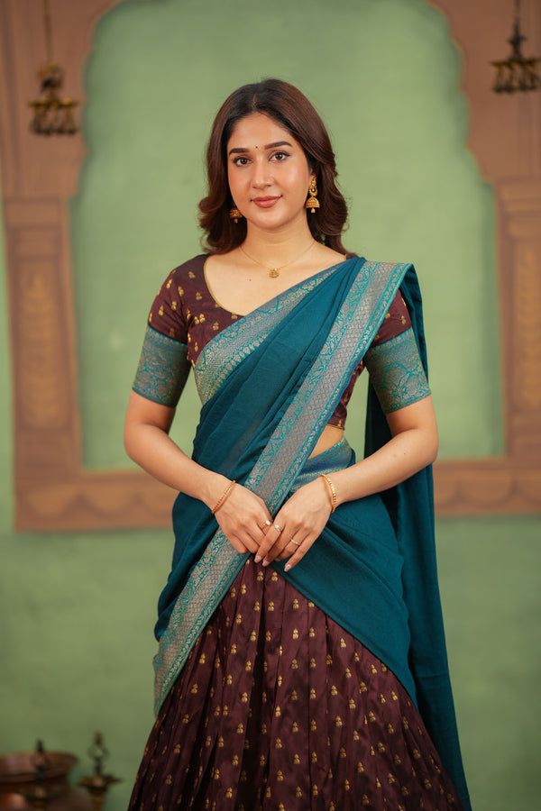 Sravanthi Brown Halfsaree ( Set of 2 )