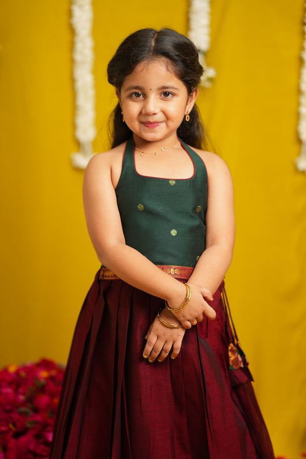 Megha Green with Maroon Lehenga Mini