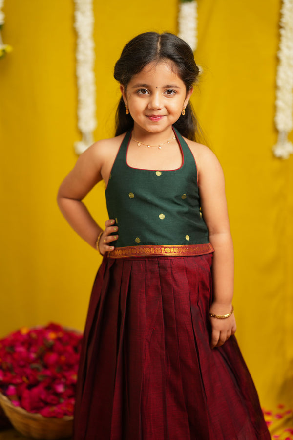 Megha Green with Maroon Lehenga Mini