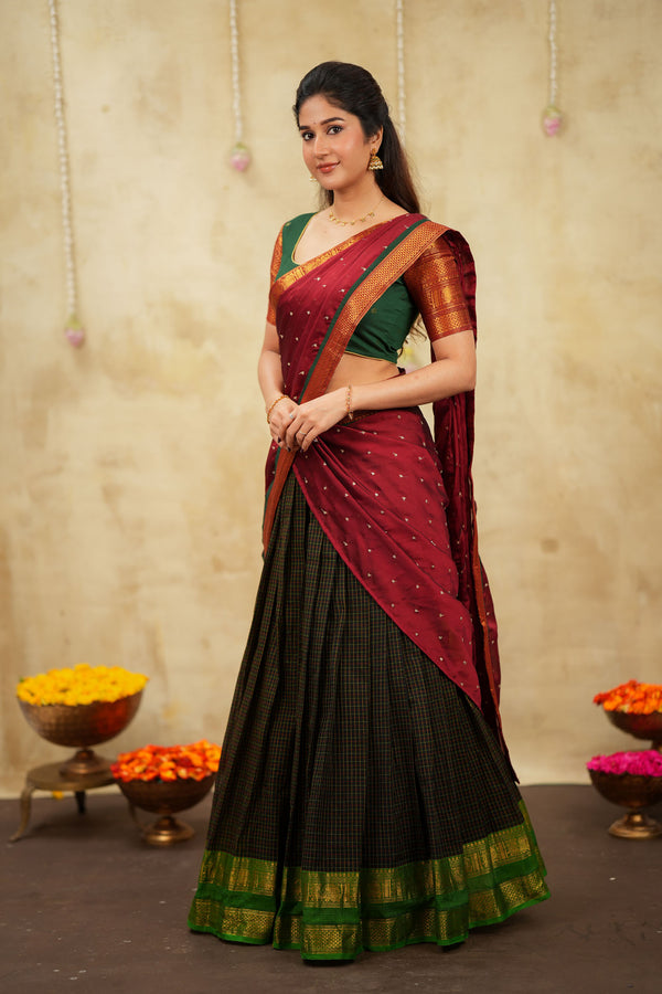 Daksha Black Checks Halfsaree& Frock Mom & Me