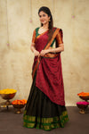Daksha Black Checks Halfsaree ( Setof 3 )