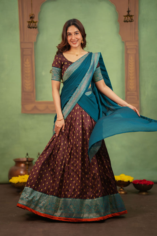 Sravanthi Brown Halfsaree ( Set of 2 )