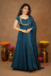 Niharika Teal Maxi Dress (Set of 2)