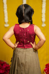 Radhi Grey with Maroon Lehenga Mini