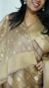 Beige Organza Tissue Saree with Blouse