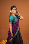 IMD - Ruhika Navy Handwoven Half Saree Set