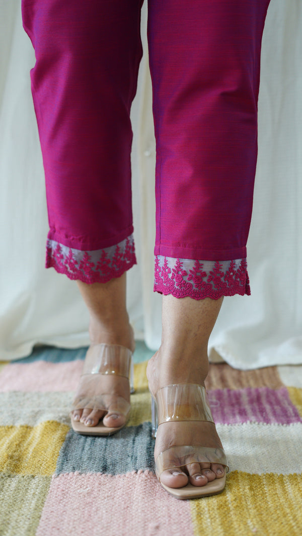 Magenta Solid Bottom with Lace detailing