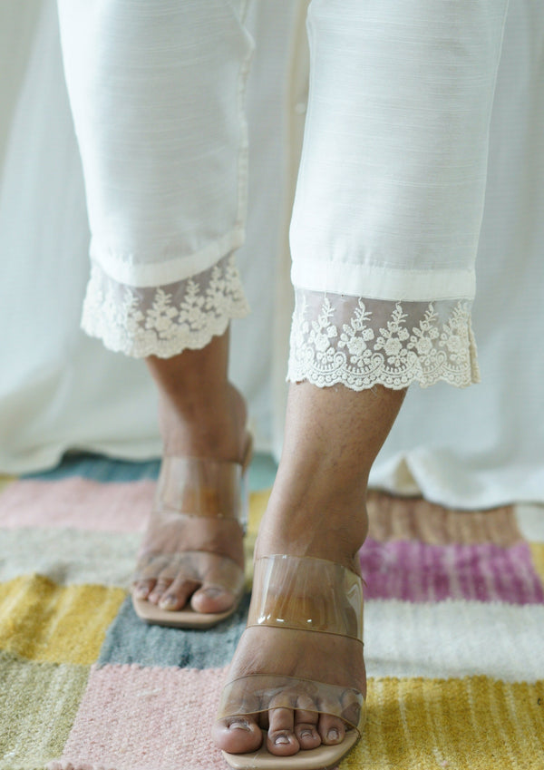 White Solid Bottom with Lace detailing