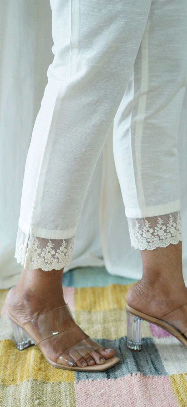 White Solid Bottom with Lace detailing