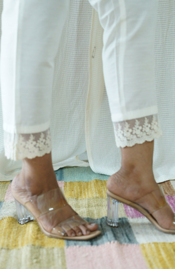 White Solid Bottom with Lace detailing