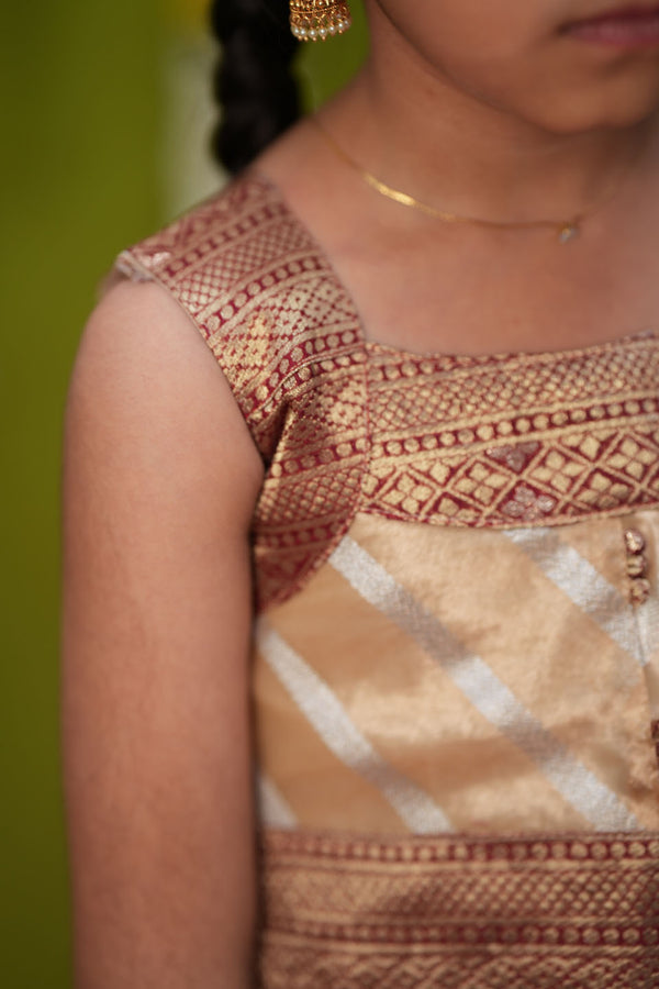 Pavitra Beige Organza Top & Skirt Mini