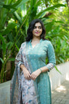 Charita Pastel Green Chanderi Kurta Set with Kalamkari Dupatta (set of 2)