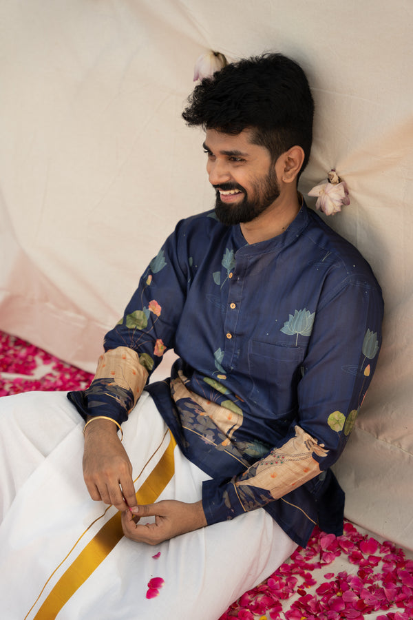 Dhruv - Pichwai Blue Shirt