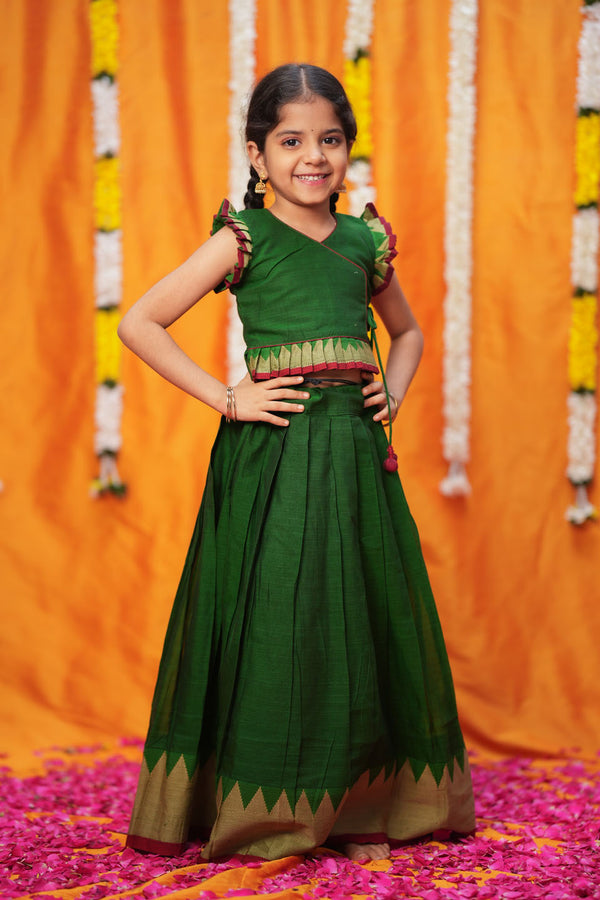 IMD - Gautami Green Handlloom Top & Skirt Mini