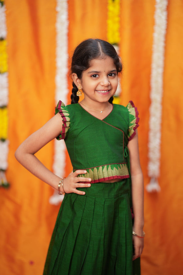 IMD - Gautami Green Handlloom Top & Skirt Mini