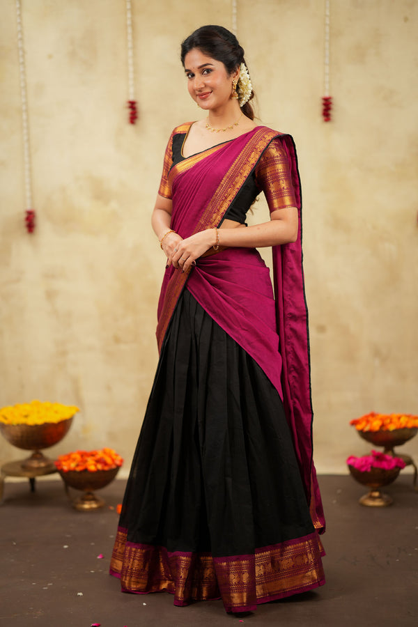 Tamizh Black Halfsaree (Set of 3 )