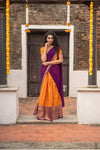 IMD - Pooja Orange with Purple Handlom Halfsaree