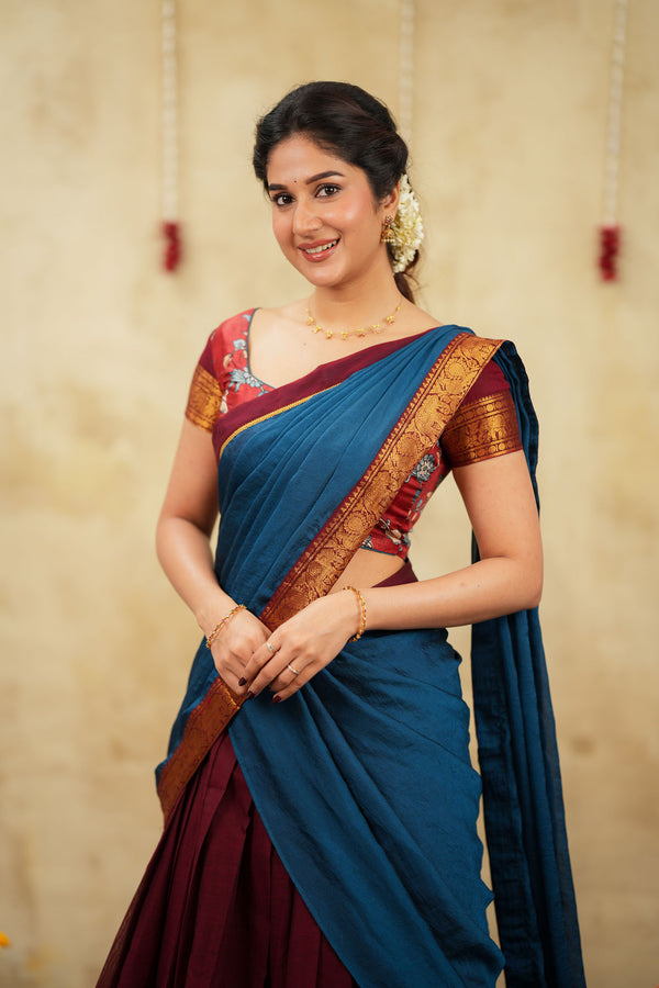 Radha Maroon Halfsaree (Set of 3 )