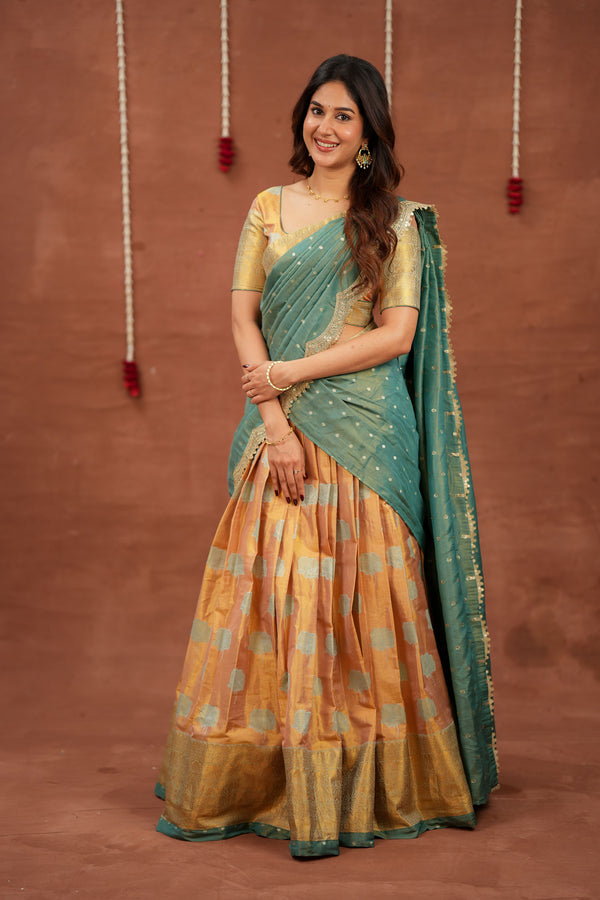 Mandana Teal Halfsaree ( Set of 3 )