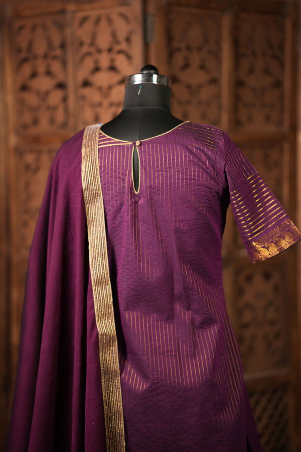 Venba Wine Chettinad Cotton Kurti Set ( Set of 2 )