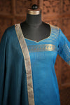 Venba Teal Chettinad Cotton Kurti Set (Set of 2 )