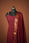 Riddhi Maroon Sleeveless Chettinad Cotton Kurti Set ( Set of 2 )