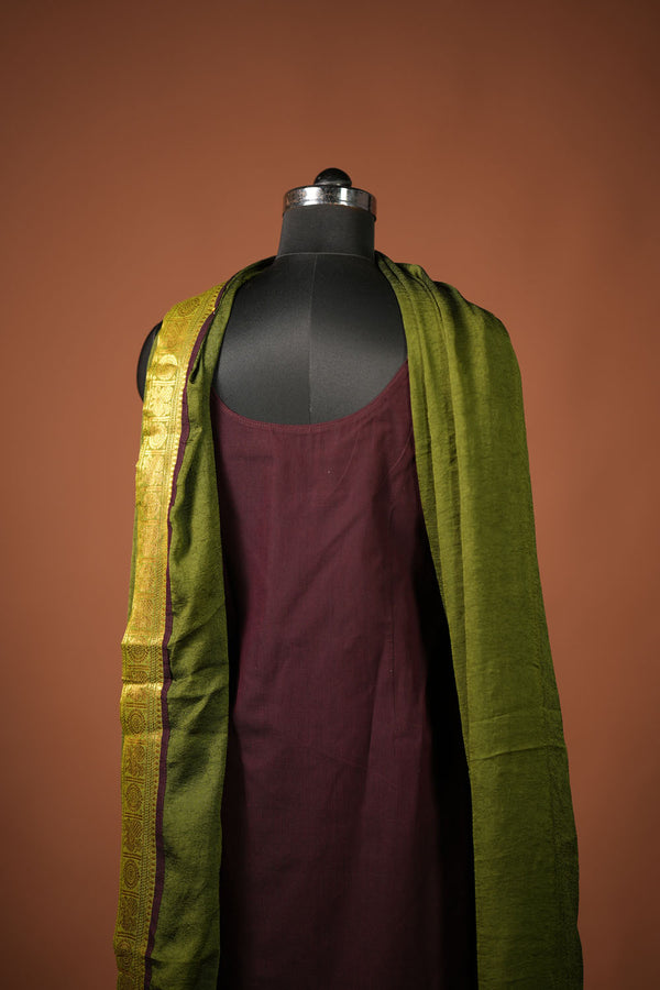 Vennila Brown Sleeveless Chettinad Cotton Kurti Set ( Set of 2 )